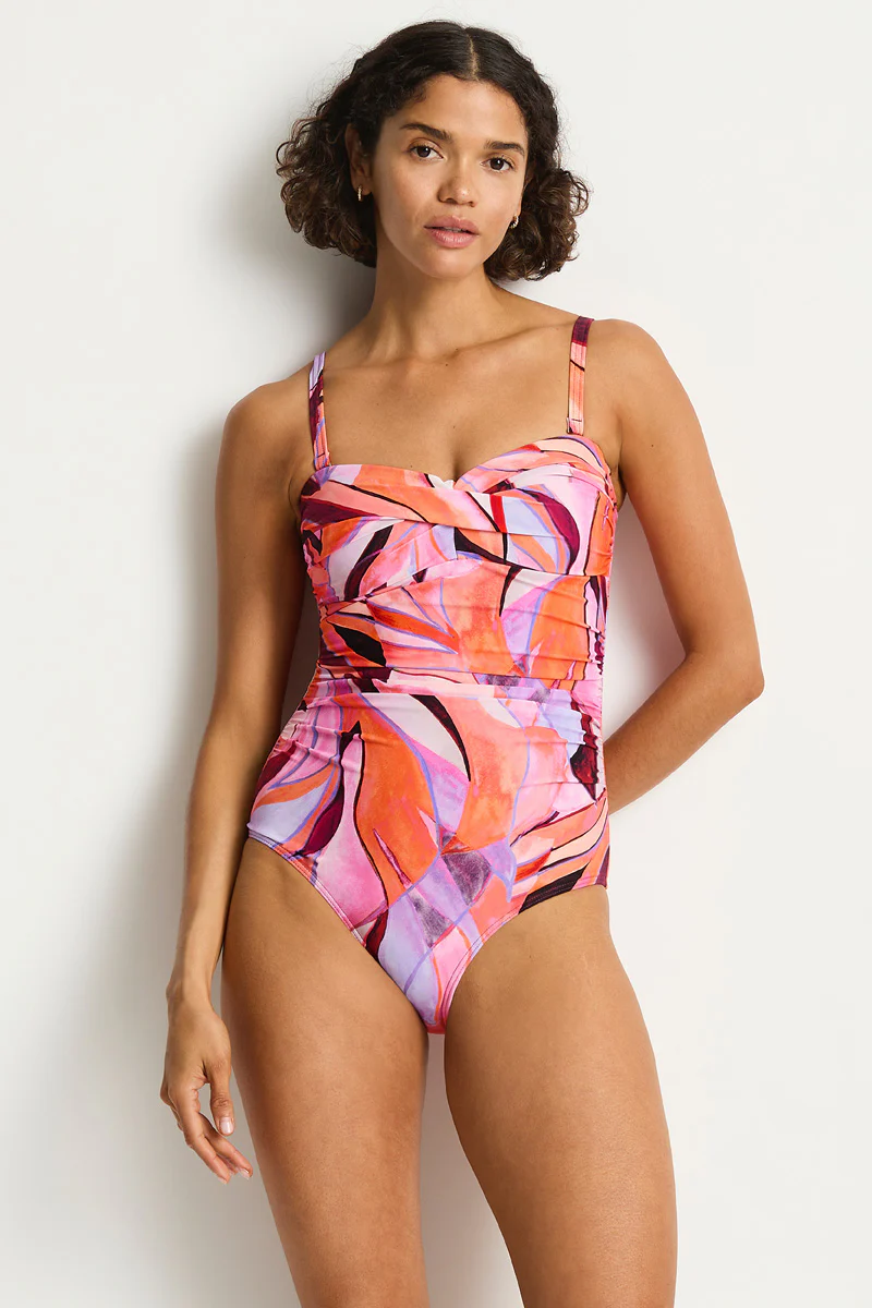 Neon Wave Twist Bandeau One Piece - Image 2