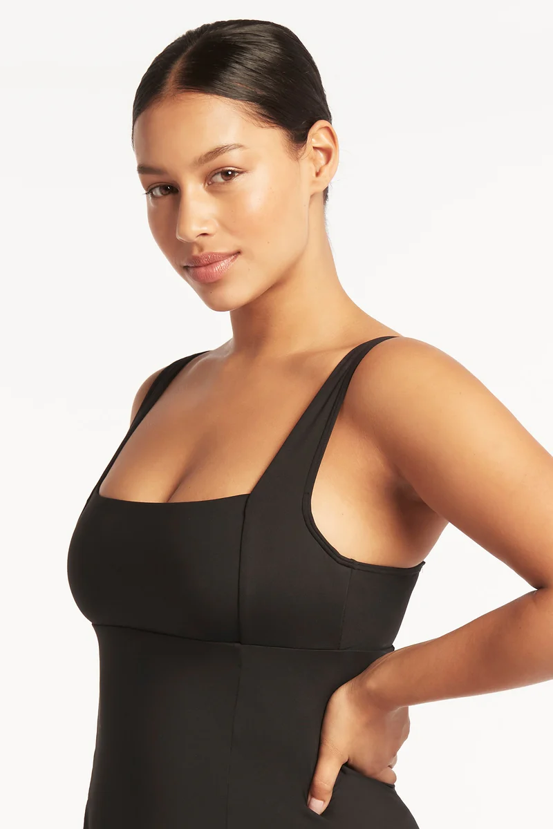 Eco Essentials Square Neck Tummy Control Swim Dress - Image 5