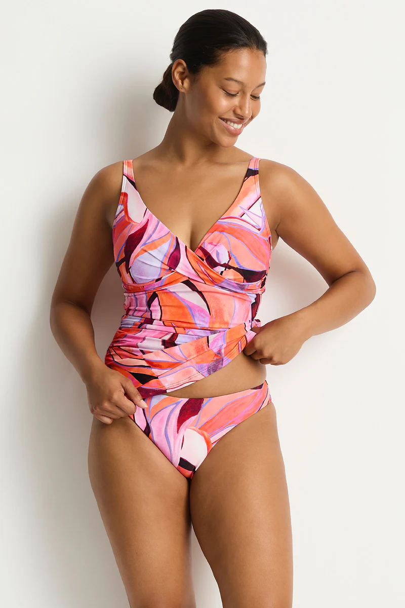 Neon Wave Cross Front Tankini - Image 2